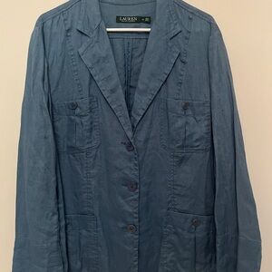 Lauren Ralph Lauren 100% Linen Blue Blazer